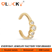 LUCKYJIU Fabricant de bijoux personnalisés – Manchette d'oreille étanche plaquée or 18 carats avec zircon cubique pour femme, usage quotidien