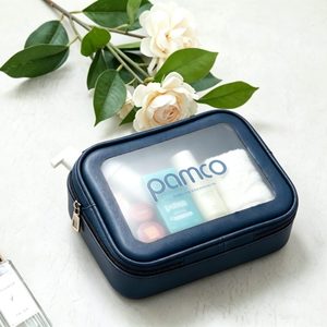 Bolsa de Aseo de Viaje Impermeable de PU de 9 Pulgadas con Logotipo Personalizado, Ventana Transparente, Bolsa de Maquillaje, Bolsa de Almacenamiento de Cosméticos para Exteriores - Product Image 2