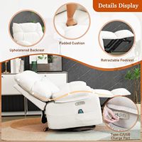 Fauteuil inclinable à bascule surdimensionné avec cadre en acier moderne, massage, chaleur, dossier et repose-pieds électriques réglables, pivotant à 270°