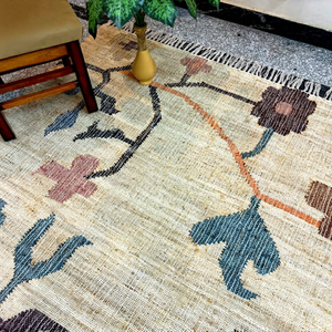Alfombra Rectangular de Yute Natural, Estilo Persa, Tejida a Mano, Antideslizante, Ecológica, con Flecos Florales, para Hogar, Hotel, Pasillo - Product Image 3