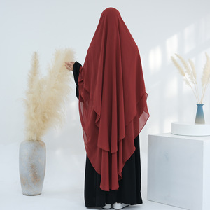 Khimar Lungo a Due Strati in Chiffon, Traspirante per Tutte le Stagioni, Abbigliamento Islamico Africano per Bambini, <span class=keywords><strong>Bandana</strong></span> Etnica - Product Image 3