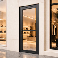 Porte battante simple à cadre étroit en aluminium et verre, porte à battant résidentielle et commerciale pour chambre, balcon, magasin de détail