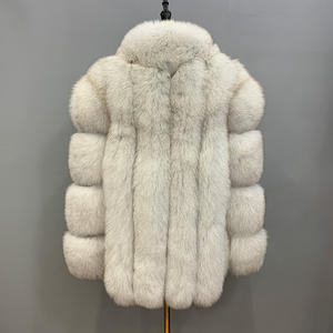 2022 nuovi arrivi colletto alla coreana in stile classico <span class=keywords><strong>italiano</strong></span> di alta qualità cappotto in vera pelliccia di volpe bianca naturale da donna - Product Image 6