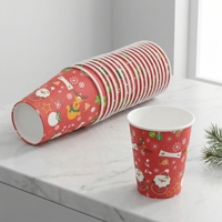 Einweg-Pappbecher mit Aufdruck 9OZ 10 Stück Rote Weihnachtsblätter Lebensmittelecht Festliche Party-Tischdekoration Eleganter Feiertagsgebrauch
