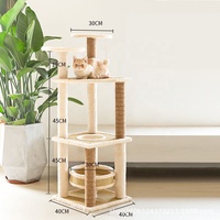 Arbre à chat à 3 niveaux - Base en panneau E1, corde en jute et sisal de 4 mm, tapis en peluche et en rotin de 350 g/m², aire de jeux multi-niveaux