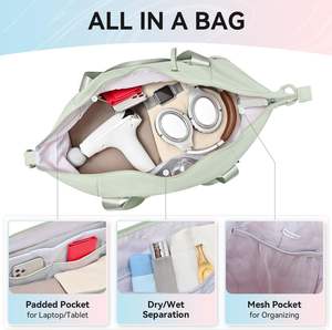 Bolsa de Viaje Multifuncional para Mujer con Cierre de Cremallera, Plegable, Impermeable, con Separación para Artículos Secos y Húmedos, Ideal para Yoga, Muestra Gratuita - Product Image 3