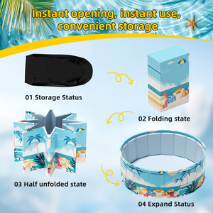 Dày có thể gập lại Hồ bơi bơm hơi cho trẻ em & người lớn, xách tay ngoài trời sân sau hồ bơi - Product Image 5