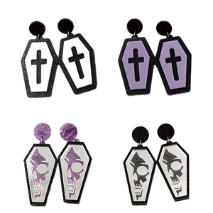 Bán buôn Halloween chéo <span class=keywords><strong>dangle</strong></span> Bông tai cho phụ nữ Gương Màu Đen Acrylic thả đồ trang sức thời trang từ nhà cung cấp Trung Quốc - Product Image 1