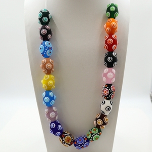 Ciondoli con Perle Artigianali Lunghe Ovali in Vetro a Lume Puntinato Opaco Satinato per Collana Colorata Personalizzata Creazione <span class=keywords><strong>Gioielli</strong></span> Vetro di <span class=keywords><strong>Murano</strong></span> Soffiato - Product Image 2