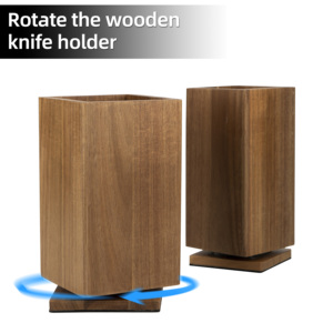 Legno di Acacia 360 gradi rotante porta coltello magnetico libero PP inserto filo da cucina blocco di stoccaggio coltello da cucina Stand by casa cucina - Product Image 4