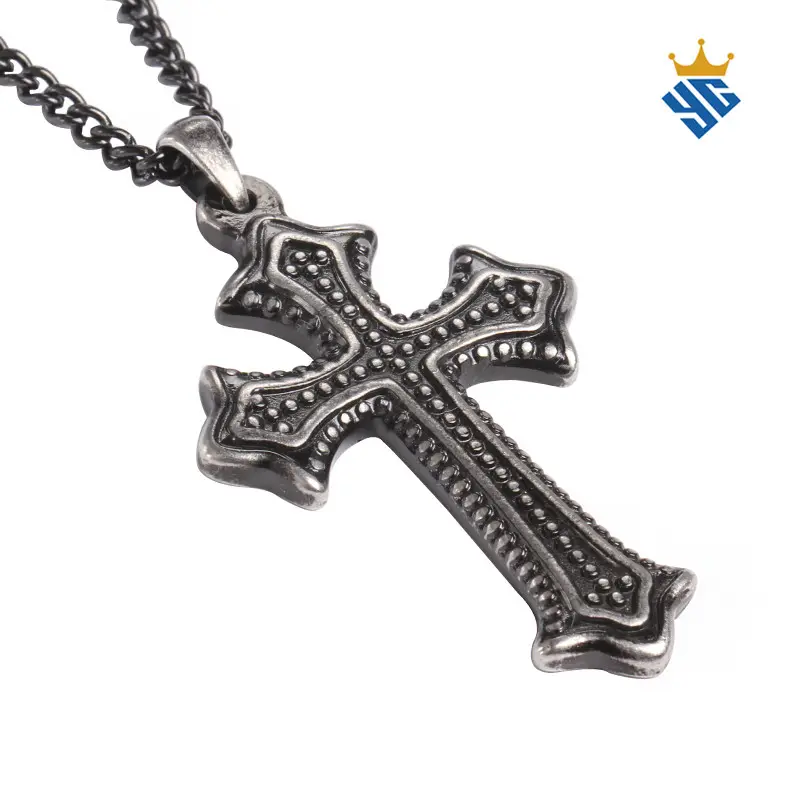 Mens Jewelry Retro Silver Stainless Steel Tibetan Necklace Orthodox Cross Pendant