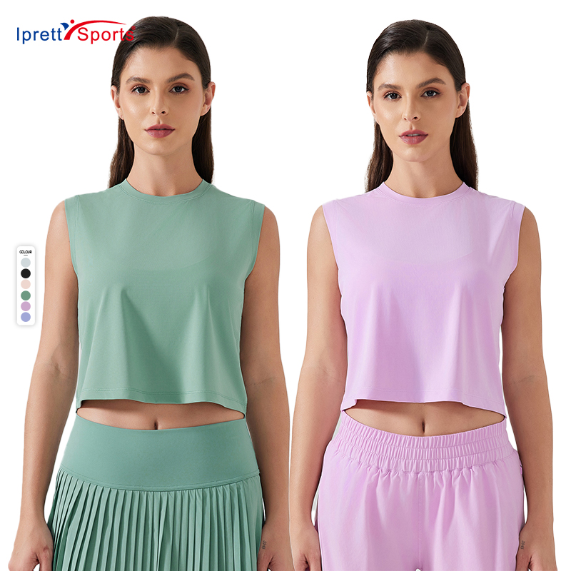 New Summer Active Wear Women Breathable Quick Dry Sport Tank Top Round Neck Sleeveless Shirt Yoga Top