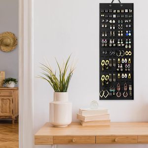 Organisateur de boucles d'oreilles suspendues, 20 crochets, en feutre noir, support mural pour bijoux, pour femmes et filles - Product Image 6