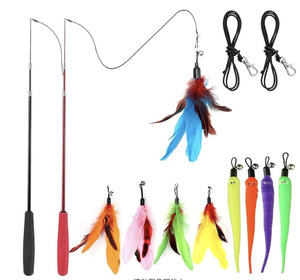 لعبة عصا تفاعلية للقطط بريش، قابلة للسحب من ثلاث قطع، مجموعة ألعاب للقطط الأليفة - Product Image 5