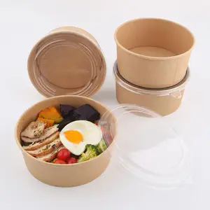 paper for lid hot packaging soup with bowls box Biodegradable kraft container salad brown disposable cup food paper cup