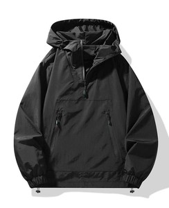 <span class=keywords><strong>Veste</strong></span> de <span class=keywords><strong>Pluie</strong></span> Homme Imperméable Confortable Style Parachute Techwear à Capuche avec Demi-Zip et Grandes Poches Couleur Unie pour le <span class=keywords><strong>Golf</strong></span> et les Loisirs - Product Image 2