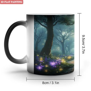 <b>Study</b> Room <b>Desk</b> Drinking Cup 11oz Frosted Black Ceramic Heat Color Changing Magic Mug - Product Image 1