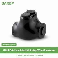 Connecteur multi-prises BAREP QMS-S4-1 homologué UL CSA, 4-14 AWG Cu/Al 600V, PVC noir, câblage double face sur panneau