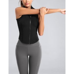 FOXA Women's Sleeveless Full Zip Yoga Vest Crop Top <b>Workout</b> Gym <b>Jacket</b> Active Stretch Breathable Sweat Wicking Quick Dry - Product Image 4