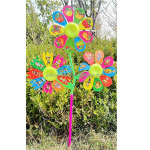 Neue Plastik-Cartoon-Blumen-Windmühle DIY-Malspielzeug für Kinder Pädagogisches Outdoor-Gartendekoration Geschenk Handwerk Lernspielzeug - Product Image 4