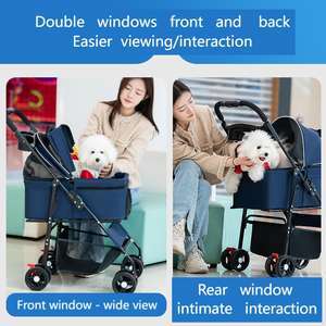 Penjualan laris kereta dorong anjing peliharaan dapat dilipat skuter berjalan troli tarik kecil kucing berjalan keranjang tamasya anjing kecil dapat dilepas - Product Image 4