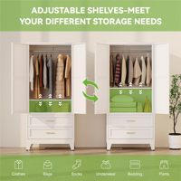 Armoire Moderne en Bois avec Tringle de Suspension 71 pouces, 2 Tiroirs, Rangement Écologique pour Chambre et Buanderie