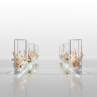 Décoration d'allée de cérémonie de mariage : Panneau de sol en acrylique miroir argenté réfléchissant pour scène de mariage