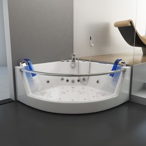 Bain à remous moderne en acrylique blanc pour 2 personnes, en forme d'éventail, <span class=keywords><strong>petit</strong></span>, pour <span class=keywords><strong>intérieur</strong></span>, avec fonctions de trempage et de massage, pour hôtels, extérieur - Product Image 4