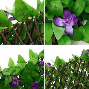 Hojas Artificiales para Cercas, Verdes, Telescópicas, Ecológicas, Ligeras, Duraderas, de Madera, Plástico y Flores de Seda, Estilo Sencillo para Patio - Product Image 3
