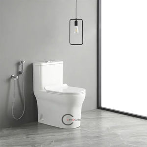 Toilettes modernes à fermeture douce, siphon en P, céramique sanitaire, céramique européenne, toilettes monobloc au sol - Product Image 2