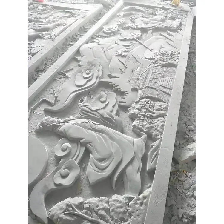Panneau de revêtement mural en grès sculpté, motif de fleurs, pour décoration d'intérieur