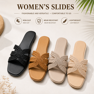 Sandalias planas con punta cuadrada para mujer, sandalias trenzadas, zapatillas <span class=keywords><strong>de</strong></span> verano para playa y exteriores, calzado ligero antideslizante para mujer - Product Image 1