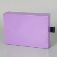 Boîte d'emballage de luxe violette avec tiroir, logo personnalisé, boîte cadeau en carton premium pour cosmétiques et masques de nuit en soie