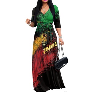 <strong>Top</strong> Fashion <strong>Jamaican</strong> Women's Summer Formal Dresses Short Sleeve Wrap V Neck Dresses Bridesmaid Wedding Guest Dress with Pockets - Product Image 1