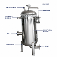 Boîtier de filtre à cartouche de qualité alimentaire SS316L avec collier sanitaire et surface interne polie
