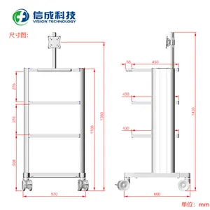 अस्पताल वर्कस्टेशन मेडिकल एंडोस्कोप ट्रॉली मोबाइल एंडोस्कोपिक गाड़ी एब्स मेडिकल कैबिनेट मेडिकल गाड़ी