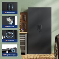 Armario de Almacenamiento Metálico para Garaje con 2 Puertas y 4 Estantes Ajustables, Archivador de Acero con Cerradura para Oficina, Garaje, Gimnasio