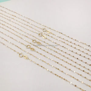 אופנה סיטונאי חדש נחיתות מוצק 14 קראט זהב טהור 14 קראט עובי 1.7 מ "מ ליפ שרשרת תכשיטים לנשים גברים - Product Image 2