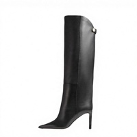 Bottes hautes noires personnalisées à talon aiguille et bout pointu pour femmes et jeunes filles, toutes saisons 2026