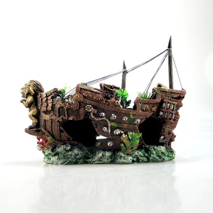 Ornement Navire Coulé Bateau Poisson Épave Réservoir Saig Aquarium décoration Naufrage - Product Image 2
