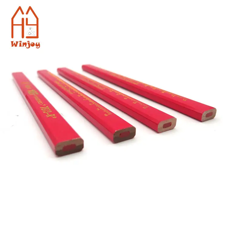 Drucken Sie 14cm Scale Carpenter Pencil Konstruktion stifte 7 Zoll Octagonal Red Carpenter Pencil mit All Red Lead