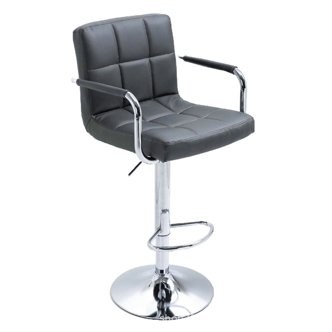 Kitchen Restaurant Stable Base Soft PU Synthetic Leather Armless Hydraulic Swivel Stools bar Chairs with Back Rest Footrest Set