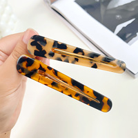 Barrettes à cheveux en écaille de tortue effet marbré, longues pinces bec de canard dorées en métal pour femme, idéales pour les fêtes