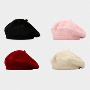 Fashion Thickened Warm Mink Velvet Beret <b>Hat</b> Retro Simple Solid Color Furry Beret <b>Hat</b> <b>for</b> Women - Product Image 2