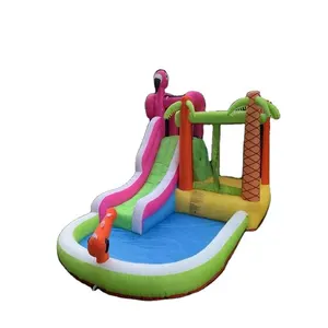 Toboggan Gonflable Halaman Belakang Komersial Kid Castle Bouncing Jumping Bouncing Rumah Water Slide dengan Kolam Renang Bouncer Tiup