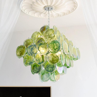 Lampes suspendues en verre coloré de style français, en fer forgé de haute qualité, blanc/rouge/orange/bleu/vert, pour salon, bar, restaurant, maison