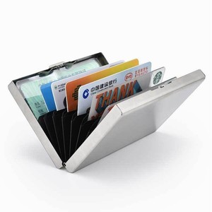 Porte-cartes <span class=keywords><strong>de</strong></span> <span class=keywords><strong>visite</strong></span> RFID à trois volets pour hommes, style <span class=keywords><strong>simple</strong></span>, avec logo personnalisé, petit boîtier métallique en aluminium pour cartes <span class=keywords><strong>de</strong></span> crédit - Product Image 4