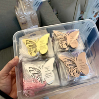 Décor de mariage PMMA brillant, étiquette décorative, en miroir et papillon doré, pour cadeau aux invités, fête de naissance et cadeau de bébé, 1 pièce