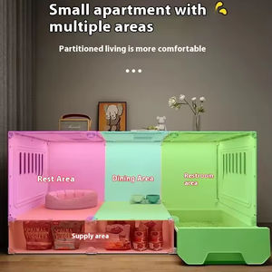 Villa per Gatti Domestici per Piccoli Appartamenti, Gabbia con Una Stanza, Un Salone, Un Bagno, Nido, Toilette con Pulsante, in Plastica Salvaspazio per Interni - Product Image 4