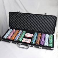 Vente en gros 500 Pc Casino Grade Play Card Dealer14G 40mm Las Vegas Clay Poker Chip Sets avec boîtier en aluminium pour la maison Game Club